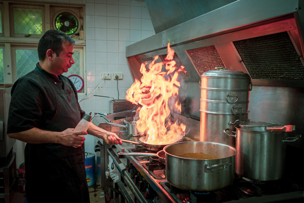 fired up behind the scenes in a restaurant